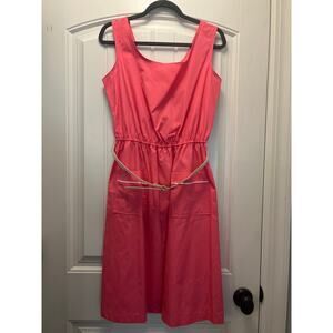 Vintage Sears Women’s Classic Sleeveless Belted Pockets Casual Dress Size M Pink